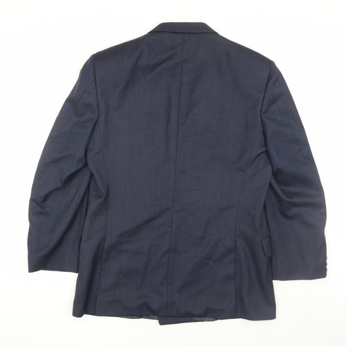 Jaeger Men's Blue Wool Double-Breasted Blazer 50R