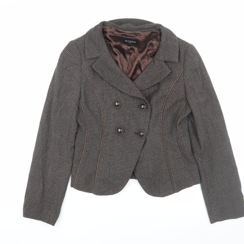 Hobbs Women’s Brown Check Wool Blazer, Size 10, Classic Fit
