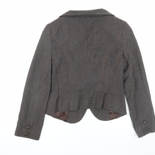 Hobbs Women’s Brown Check Wool Blazer, Size 10, Classic Fit