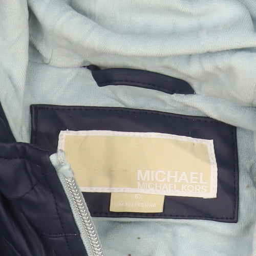 Michael Kors Girls Blue Hooded Rain Coat 6-7 Years