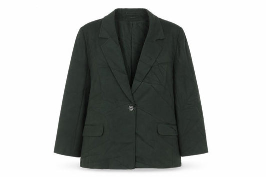 Front view of Eastex Women's Green Suit Jacket, size 14, Regular Fit