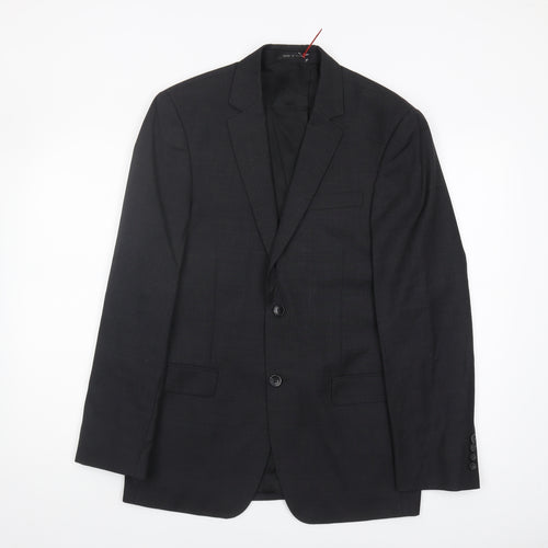 DKNY Men's Black Blazer, Size 38R, Formal Wool Jacket