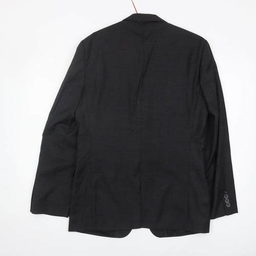 DKNY Men's Black Blazer, Size 38R, Formal Wool Jacket