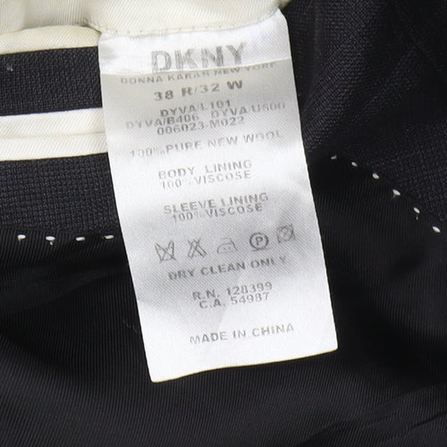 DKNY Men's Black Blazer, Size 38R, Formal Wool Jacket