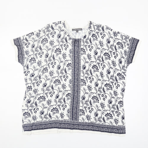 Laura Ashley Women's White Floral T-Shirt - Size S