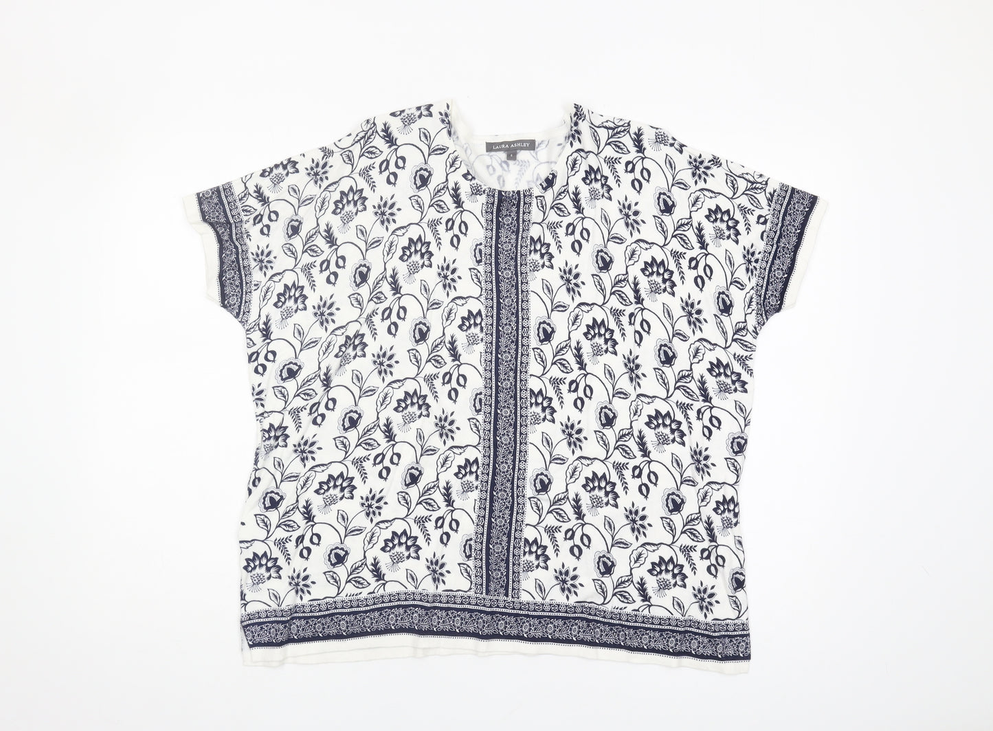 Laura Ashley Women's White Floral T-Shirt - Size S