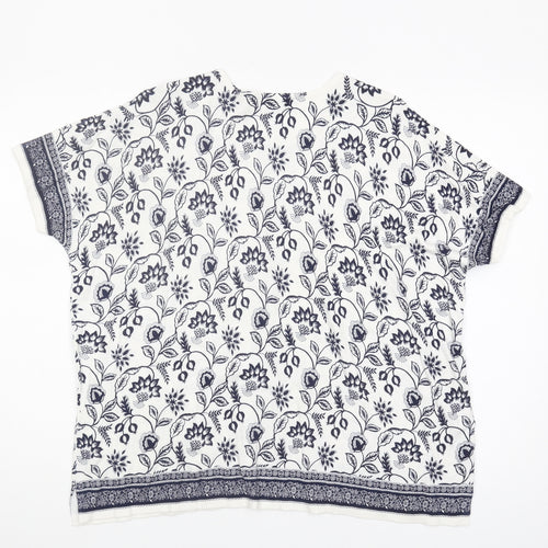 Laura Ashley Women's White Floral T-Shirt - Size S