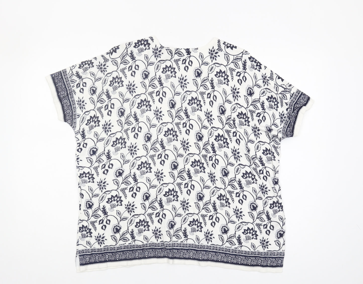 Laura Ashley Women's White Floral T-Shirt - Size S