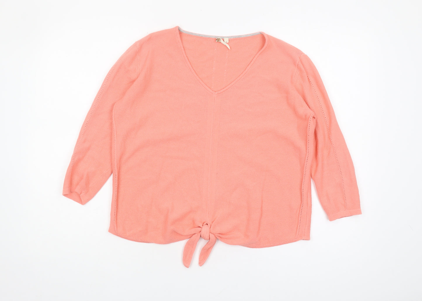 White Stuff Women's Pink Tie Hem 3/4 Sleeve Blouse