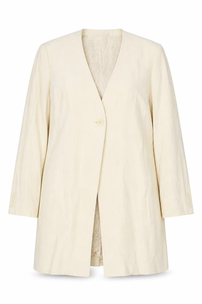 Front view of Windsmoor Women's Beige Long Blazer, size 14