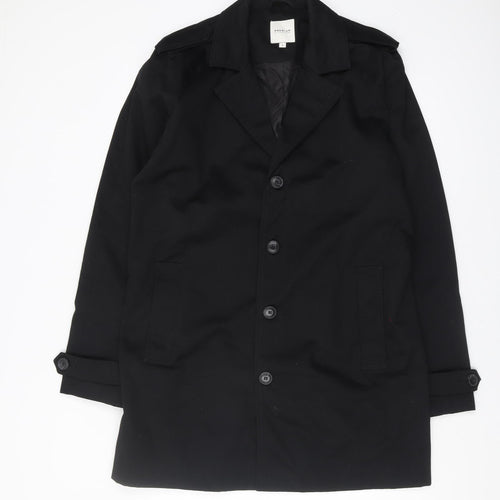 Premium Jack & Jones Black Overcoat Size L