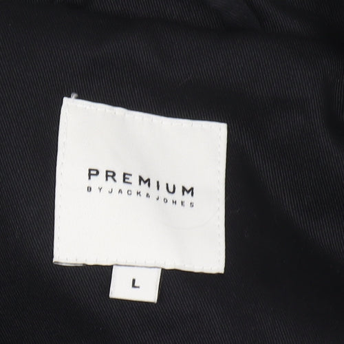 Premium Jack & Jones Black Overcoat Size L