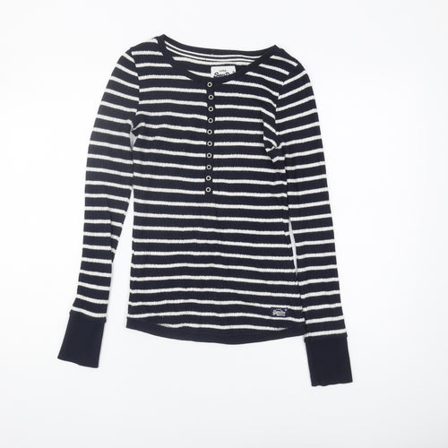 SuperDry Women's Black Striped Long Sleeve Shirt Size S