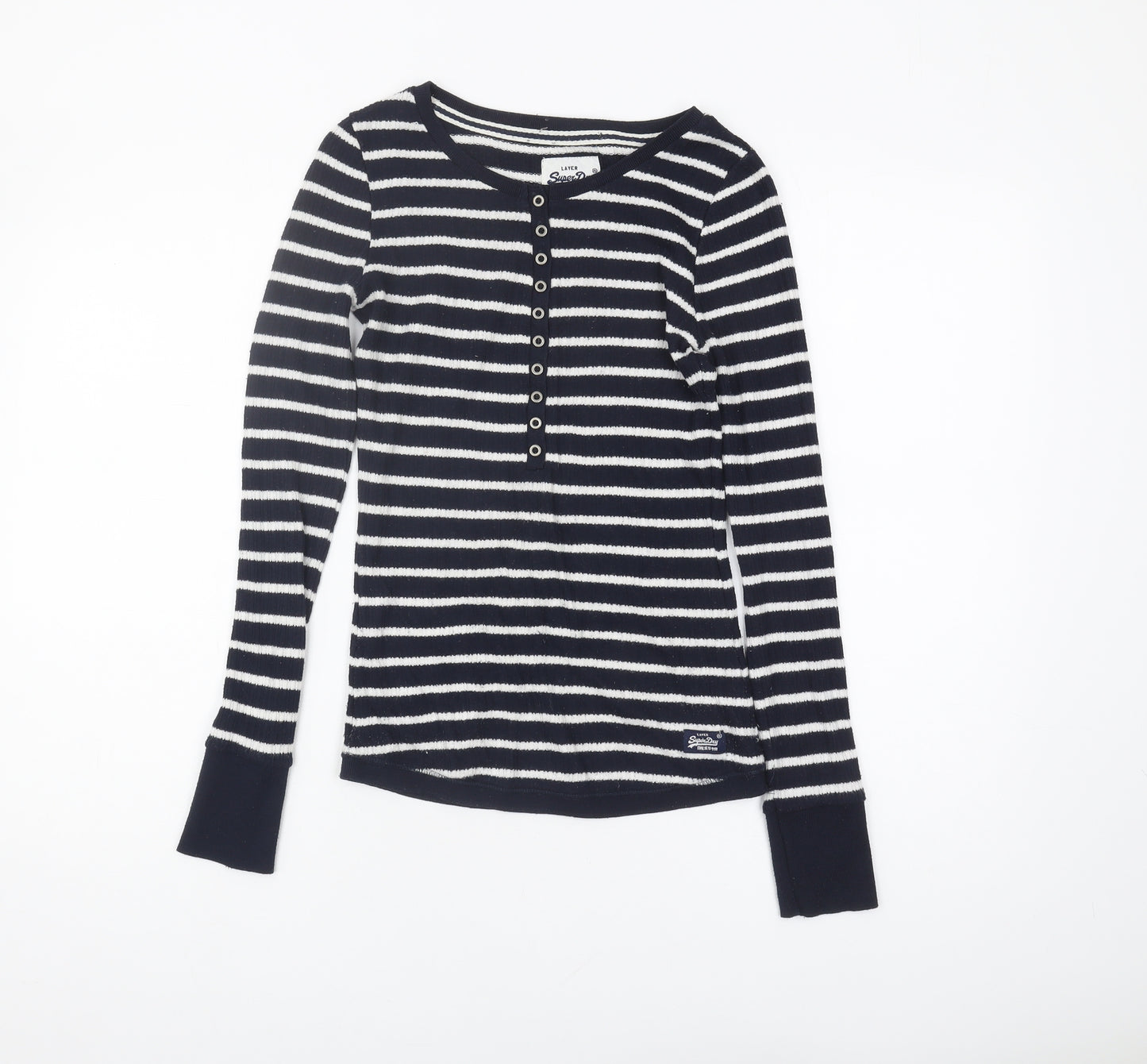 SuperDry Women's Black Striped Long Sleeve Shirt Size S