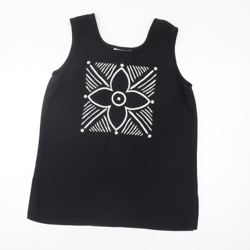 Windsmoor Women's Black Floral Embroidered Tank - Size 12