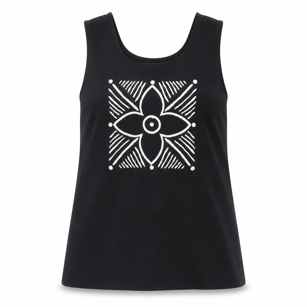 Front view of Windsmoor Women's Black Floral Embroidered Tank -, size 12