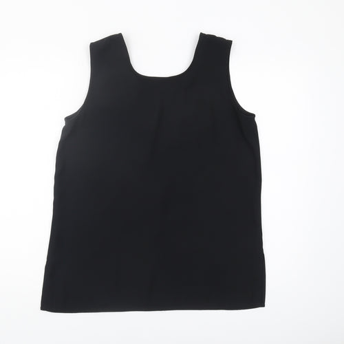 Windsmoor Women's Black Floral Embroidered Tank - Size 12