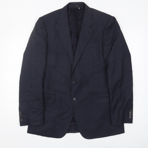 Jaeger Men's Blue Blazer 40R, Wool, Viscose Lining