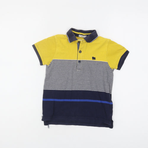Junior J Boys Blue Yellow Striped Polo Shirt 4-5 Years