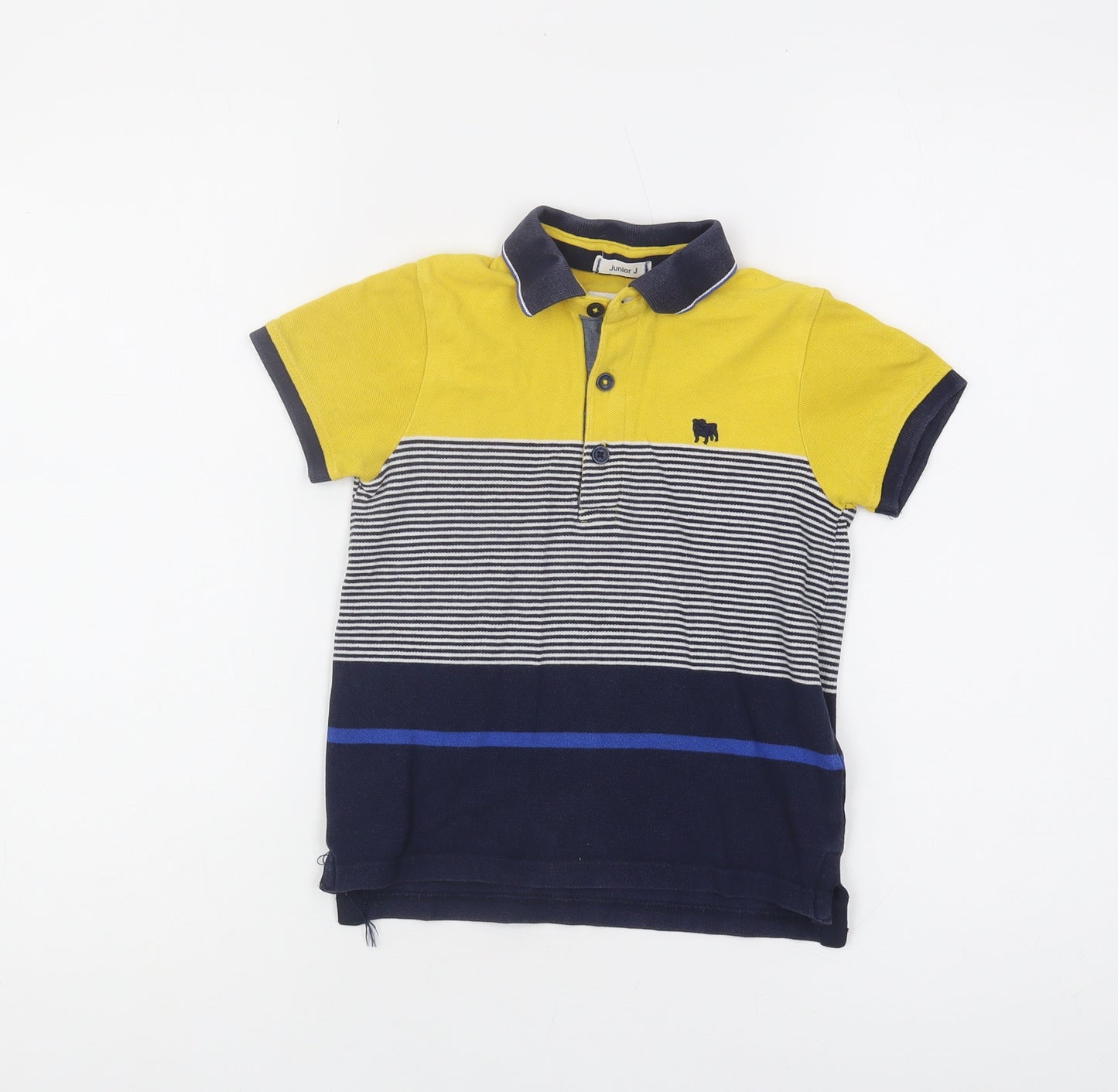 Junior J Boys Blue Yellow Striped Polo Shirt 4-5 Years