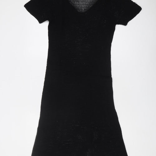Whistles Women's Black Cotton Knit Shift Dress Size 12