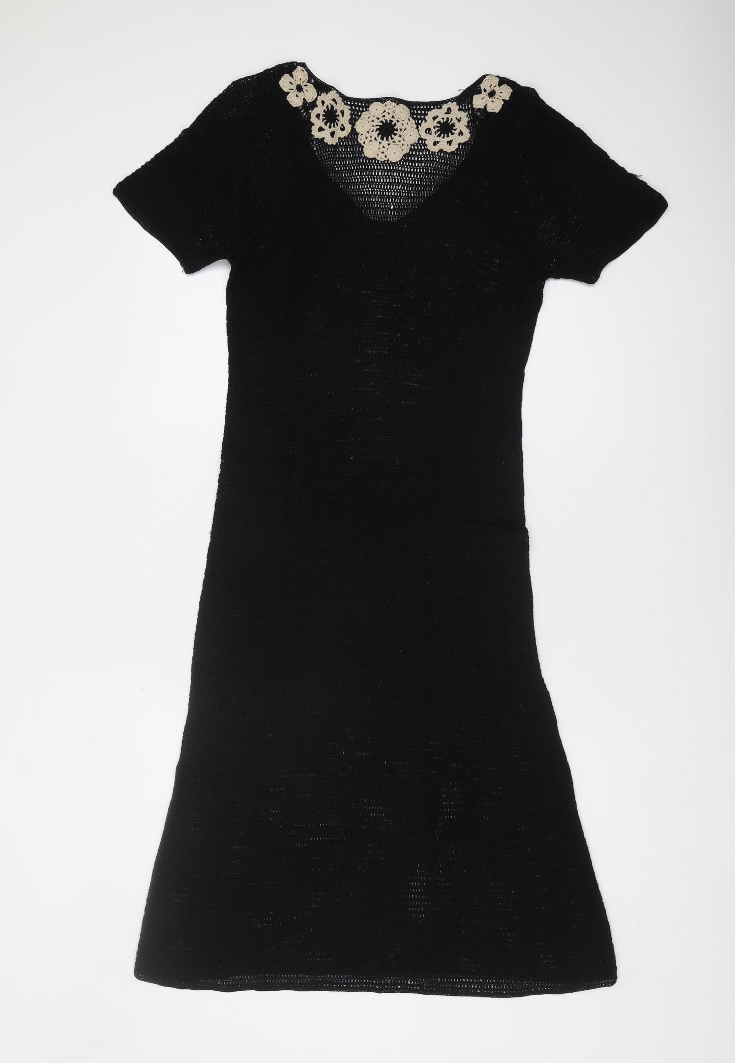 Whistles Women's Black Cotton Knit Shift Dress Size 12