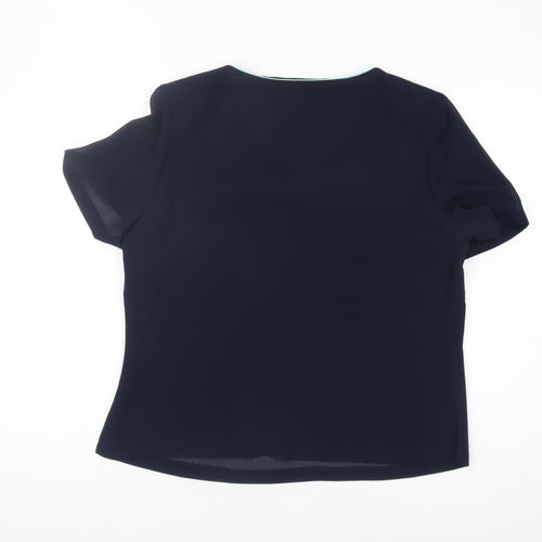 Jacques Vert Women's Blue Embroidered T-Shirt, Size 14