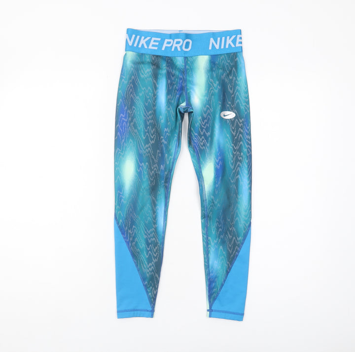 Nike Girls Blue Leggings - S Yoga Fitness Activewear