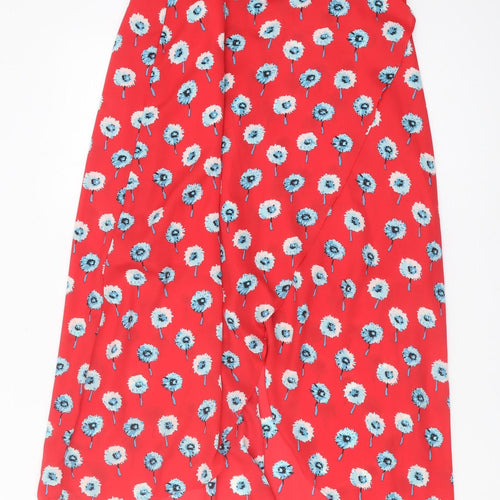 J.CREW Women's Red Floral Midi A-Line Skirt, Size S