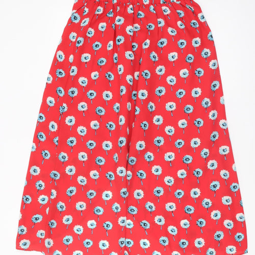 J.CREW Women's Red Floral Midi A-Line Skirt, Size S