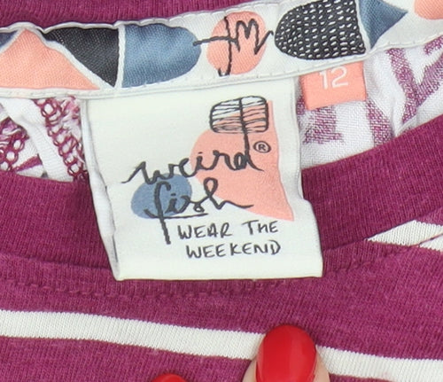 Weird Fish Women's Purple Striped Tank Top Size 12