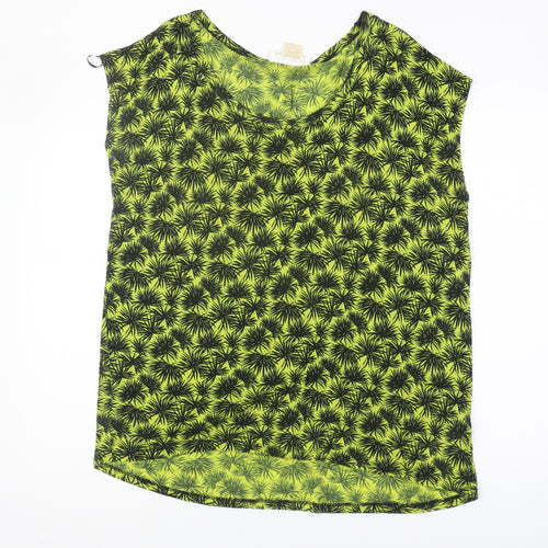 Michael Kors Women's Green Floral Sleeveless T-Shirt XL