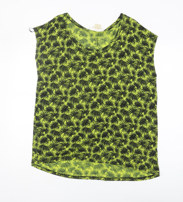 Michael Kors Women's Green Floral Sleeveless T-Shirt XL
