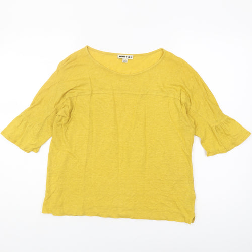 Whistles Women Yellow Size S Solid Jersey Top