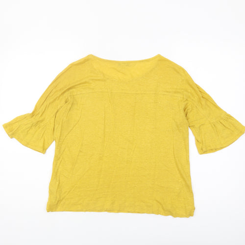Whistles Women Yellow Size S Solid Jersey Top