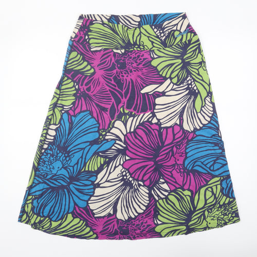 Weird Fish Women's Multicoloured Floral A-Line Skirt Size 10