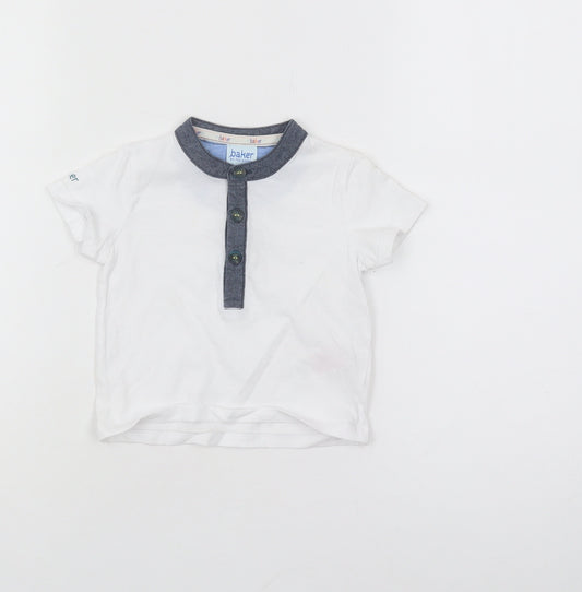Front view of Baker by Ted Baker unisex white 6-9 months casual t-shirt
