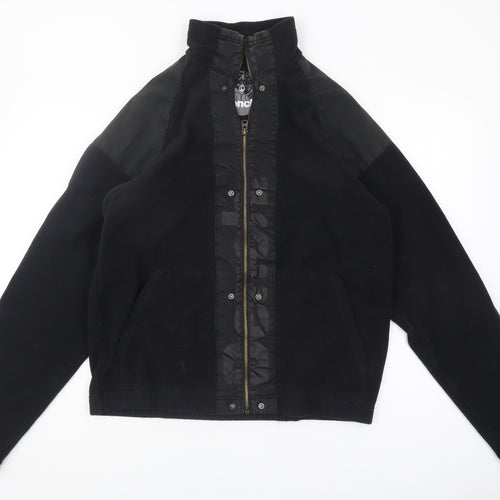 Bench Men's Black Fleece Jacket, Size L, Stand-Up Collar