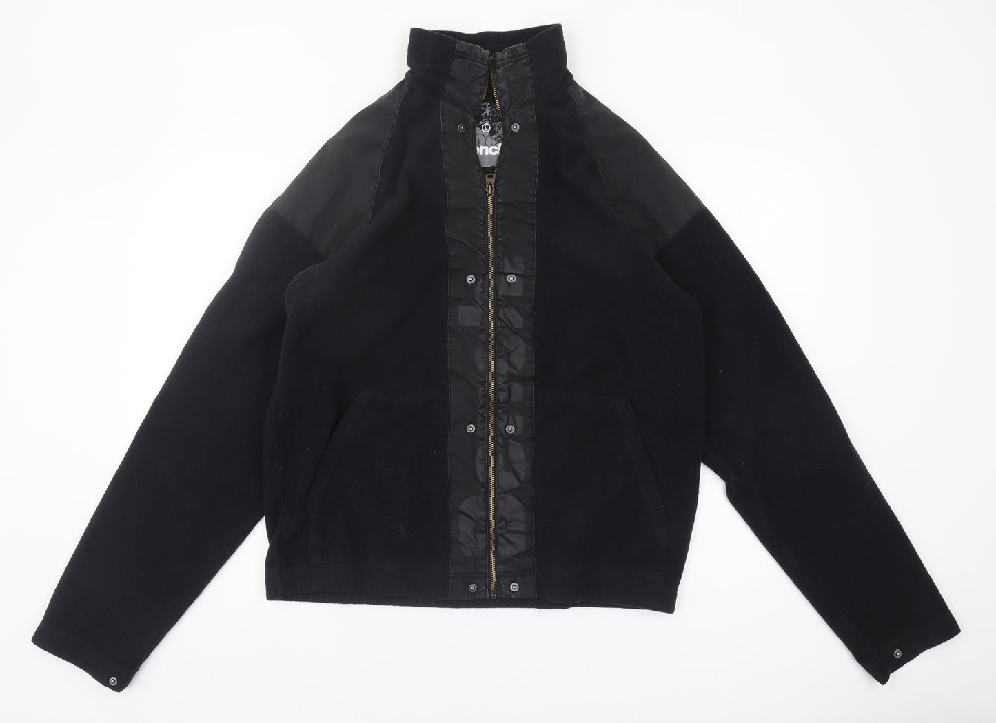 Bench Men's Black Fleece Jacket, Size L, Stand-Up Collar