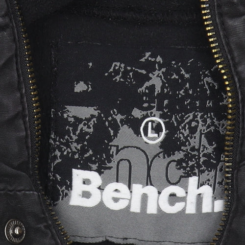 Bench Men's Black Fleece Jacket, Size L, Stand-Up Collar
