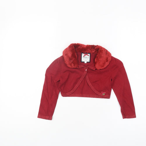 Junior J Girls Red Shrug 2-3 Years Viscose with Fur Trim
