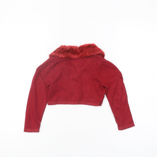 Junior J Girls Red Shrug 2-3 Years Viscose with Fur Trim