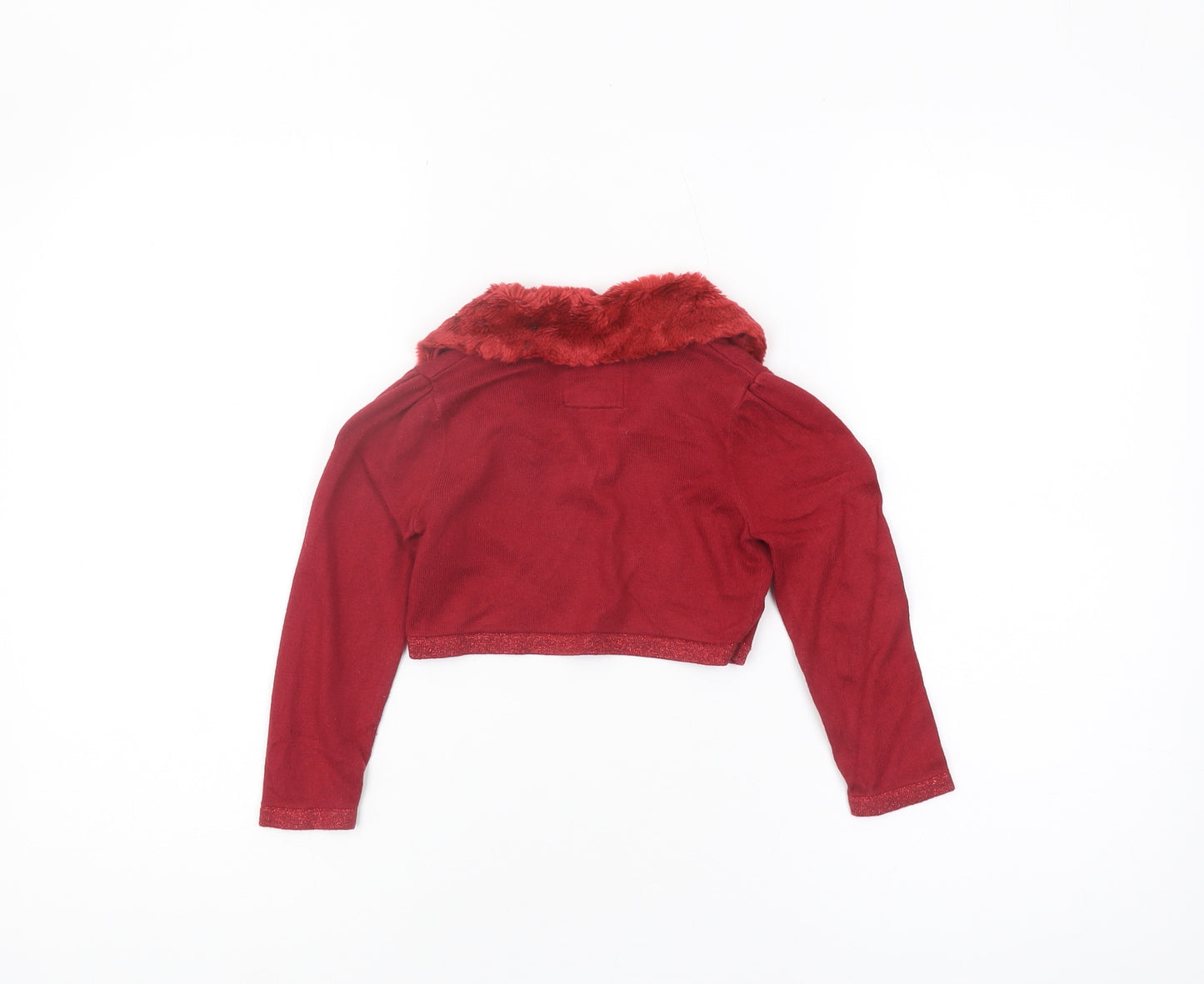 Junior J Girls Red Shrug 2-3 Years Viscose with Fur Trim