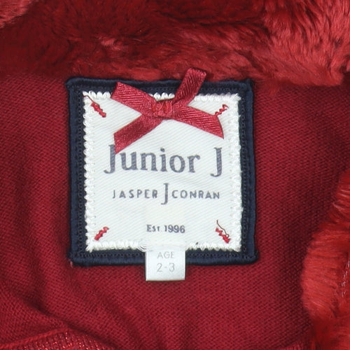 Junior J Girls Red Shrug 2-3 Years Viscose with Fur Trim