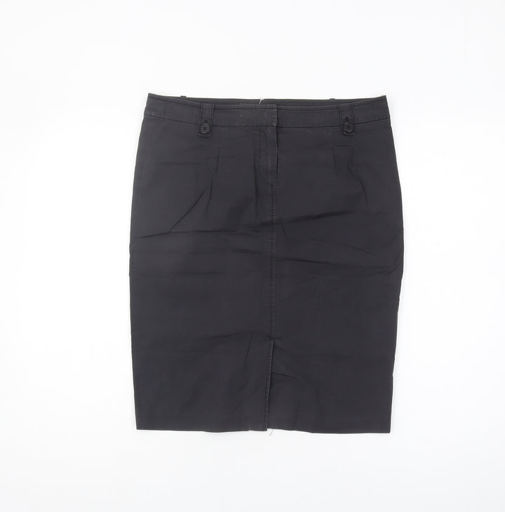 Reiss Women's Black Pencil Skirt Size 12 Cotton Blend