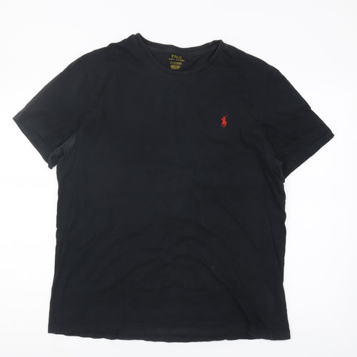 Ralph Lauren Men's Black T-Shirt, Large, Logo Accented