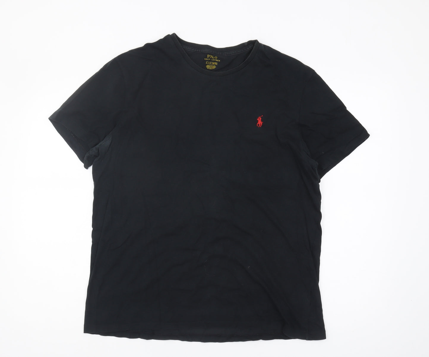 Ralph Lauren Men's Black T-Shirt, Large, Logo Accented