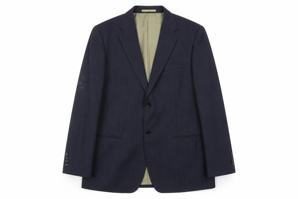 Front view of Pierre Cardin Men's Blue Stripe Blazer, size 44R