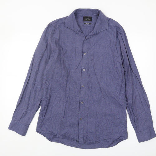 Moss London Men's Blue Slim Fit Geometric Shirt 16