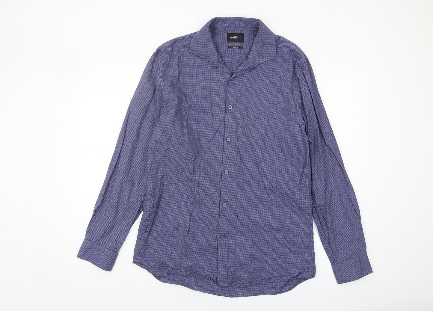 Moss London Men's Blue Slim Fit Geometric Shirt 16